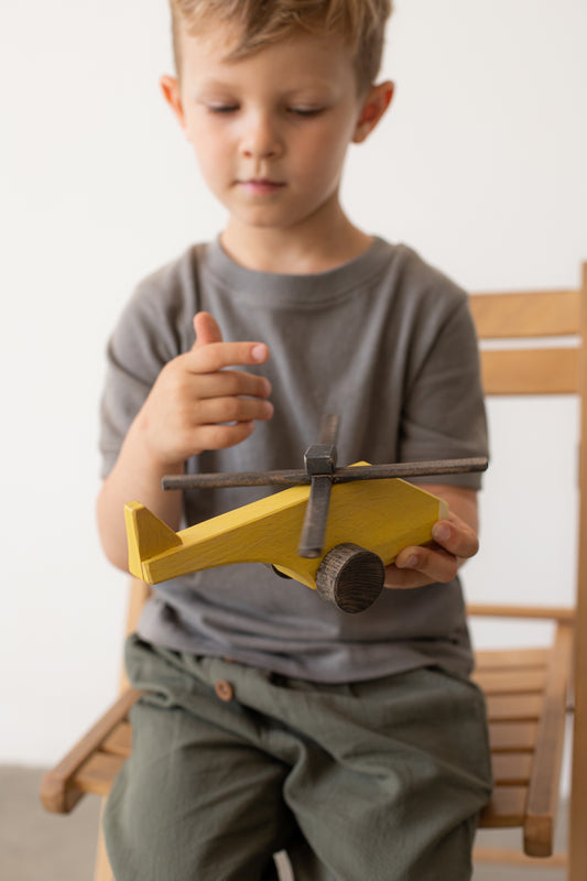 Wooden Toy Helicopter (yellow)